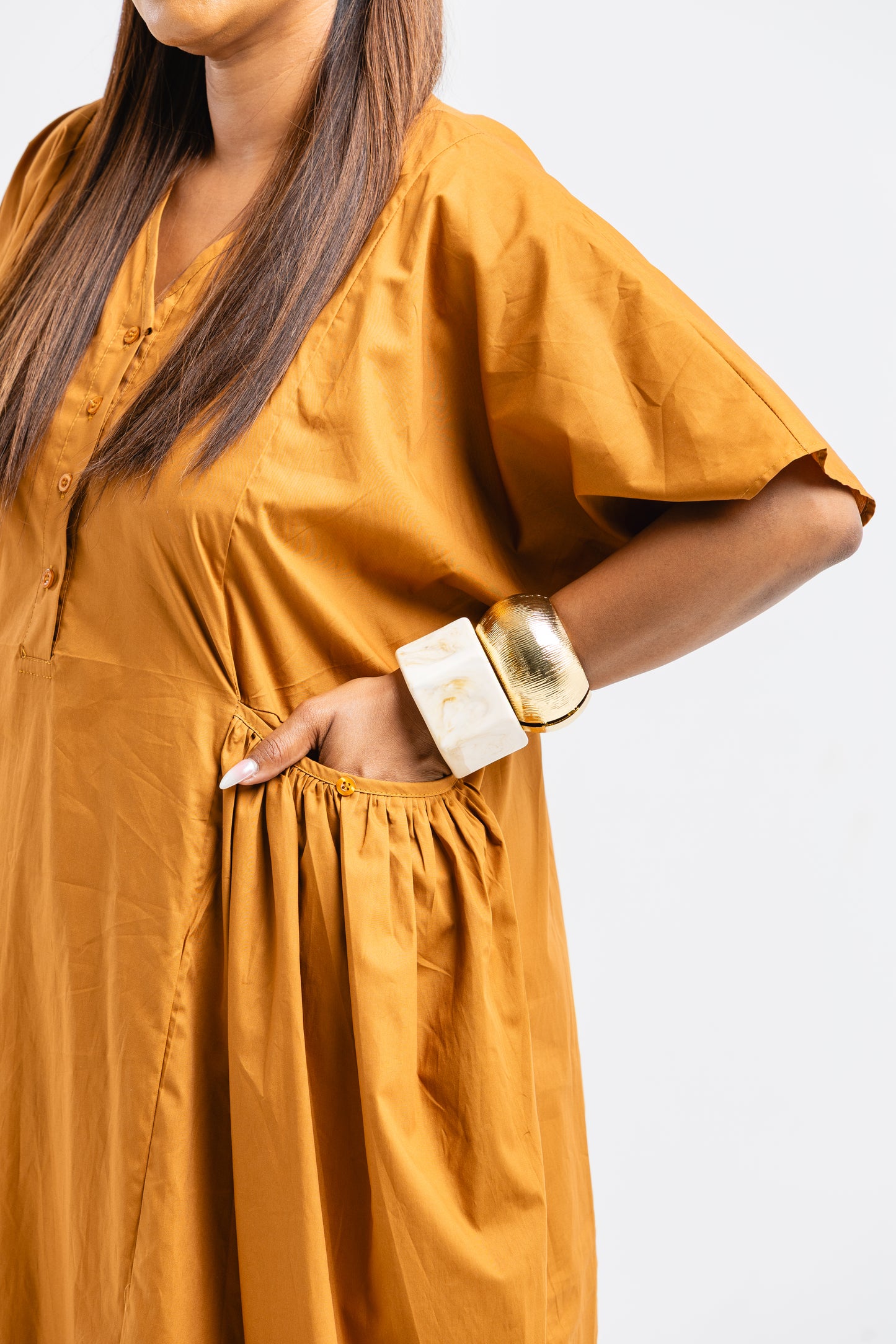 Brown shirt dress