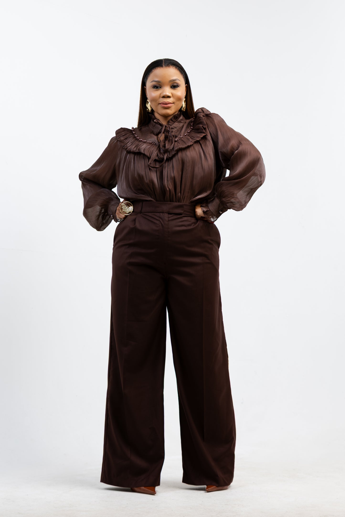 CHOCO RUFFLE BLOUSE