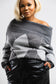 Grey diamond offshoulder knit