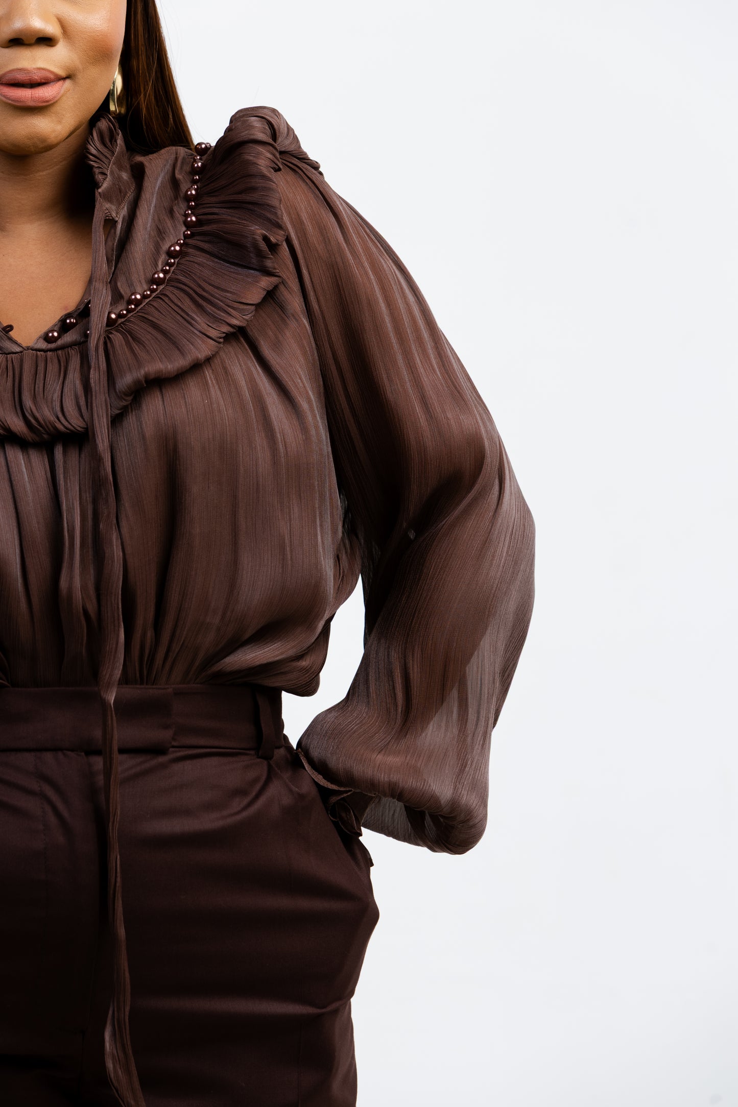 CHOCO RUFFLE BLOUSE