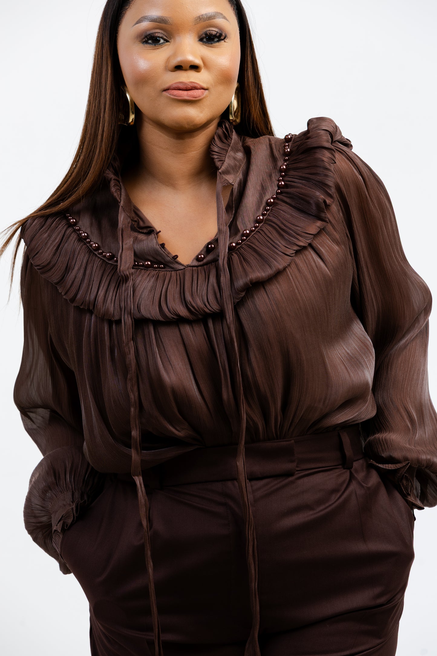 CHOCO RUFFLE BLOUSE