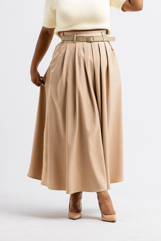 BEIGE PLEATED SKIRT