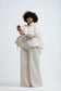 Cream Cinched Waist Balloon Jacket