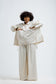 Cream Cinched Waist Balloon Jacket