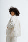 Cream Cinched Waist Balloon Jacket