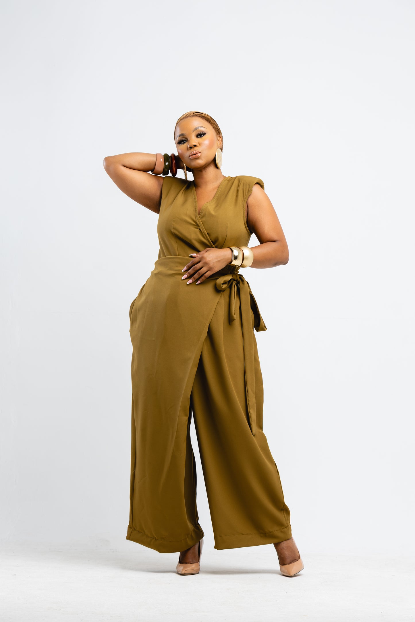 Olive Wrap Jumpsuit