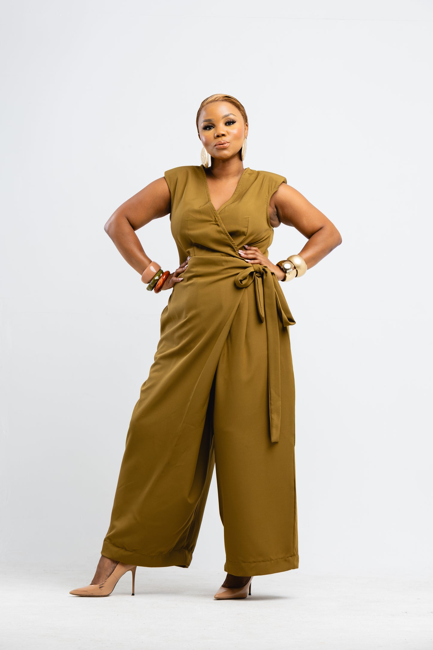Olive Wrap Jumpsuit