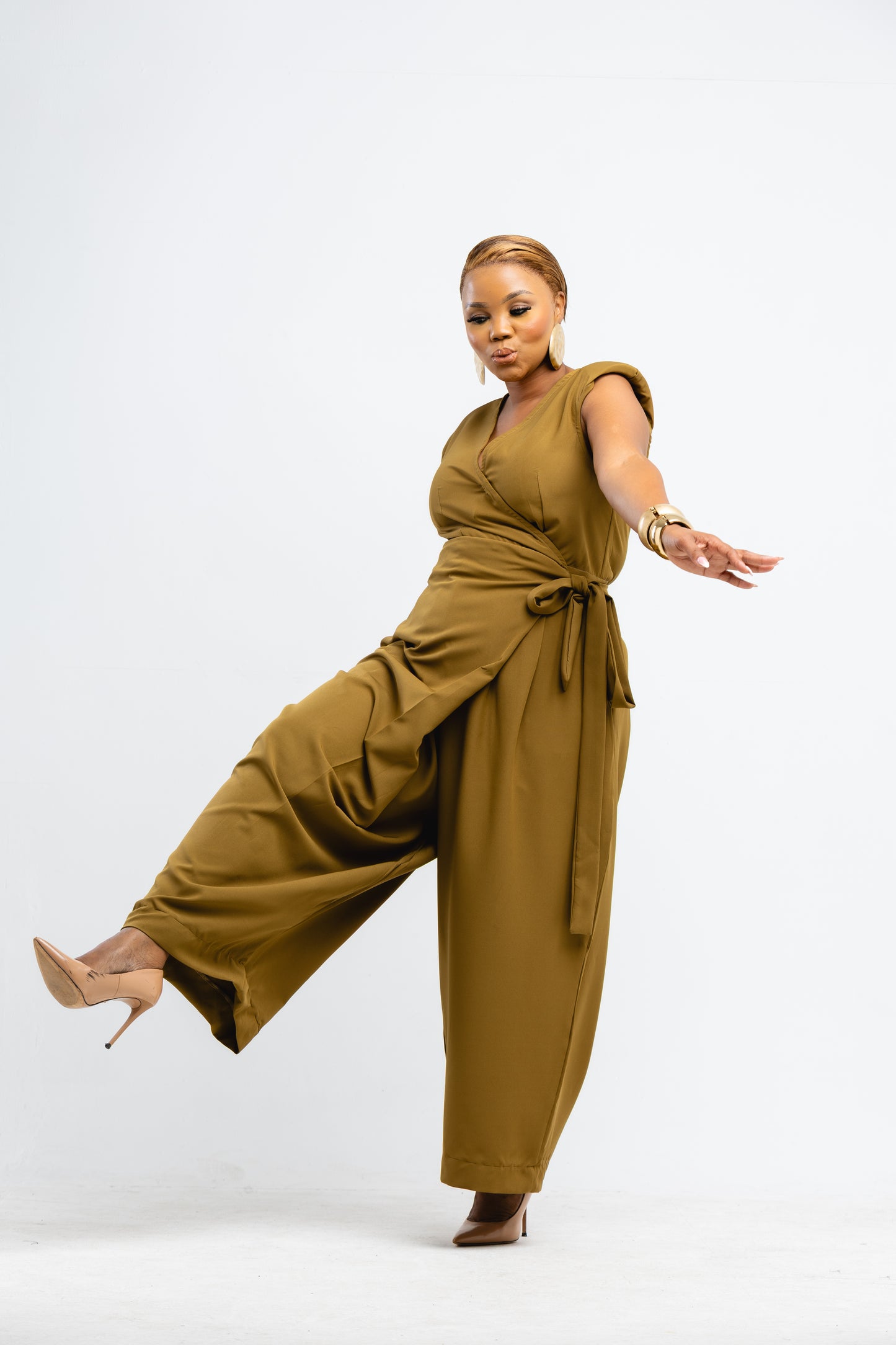 Olive Wrap Jumpsuit