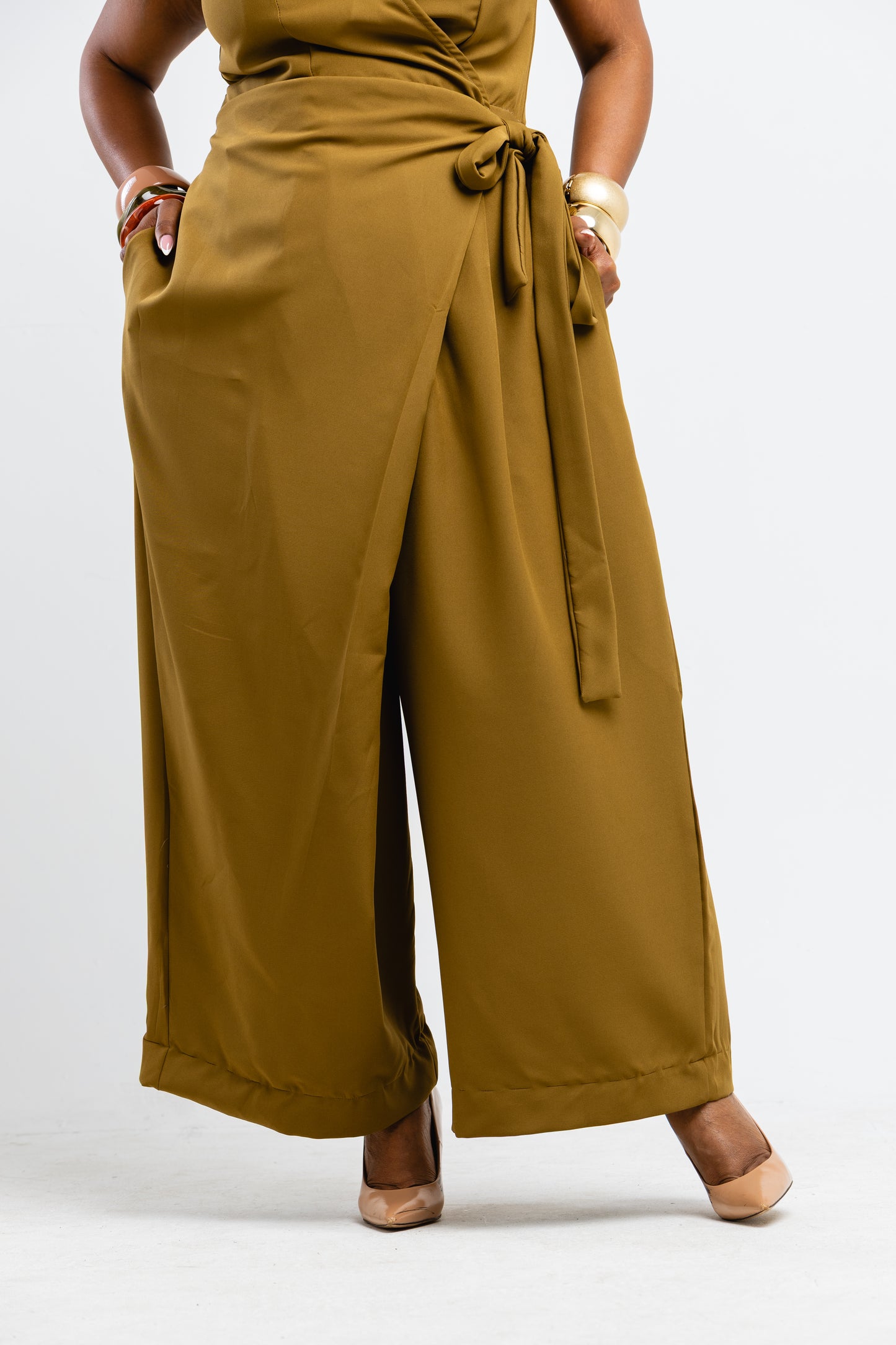 Olive Wrap Jumpsuit