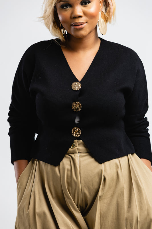Black crop cardigan