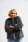 Grey faux fur coat