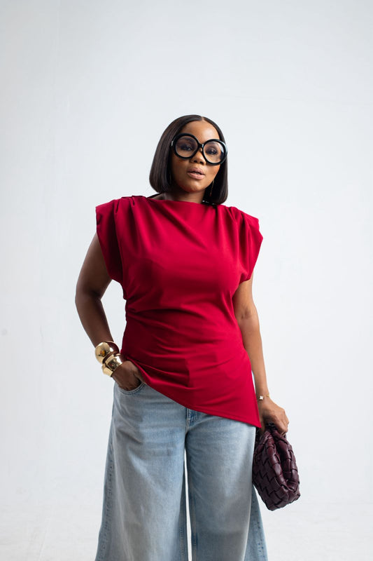 Burgundy Asymmetrical Top