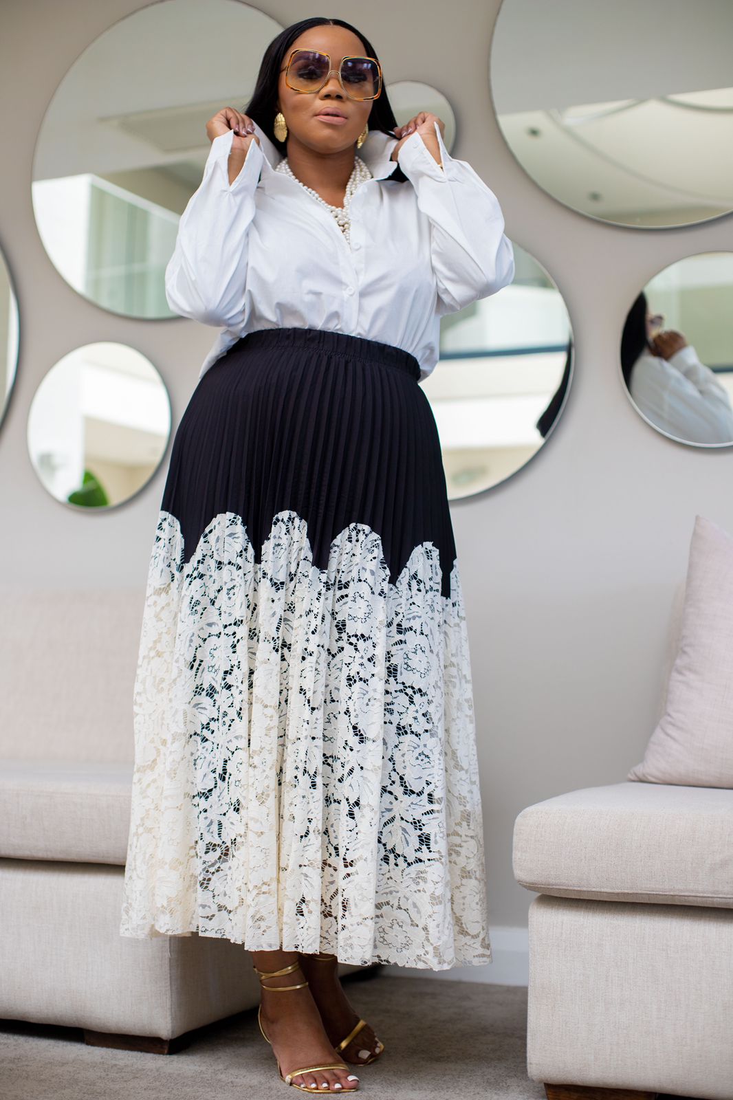 Lace Pleated Skirts