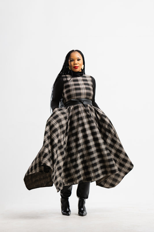NOIR TARTAN DRESS