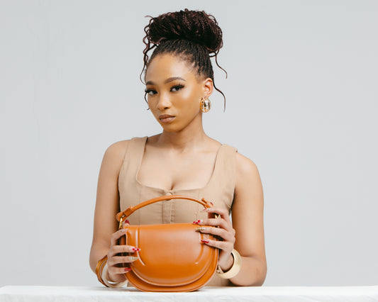 Tan Oval Shoulder Bag