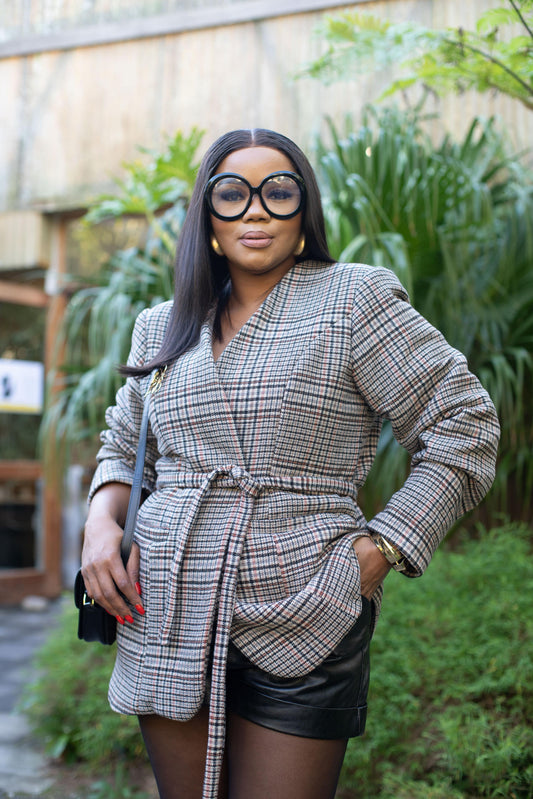 Belted Check Blazer ( Available on Pre-Order )