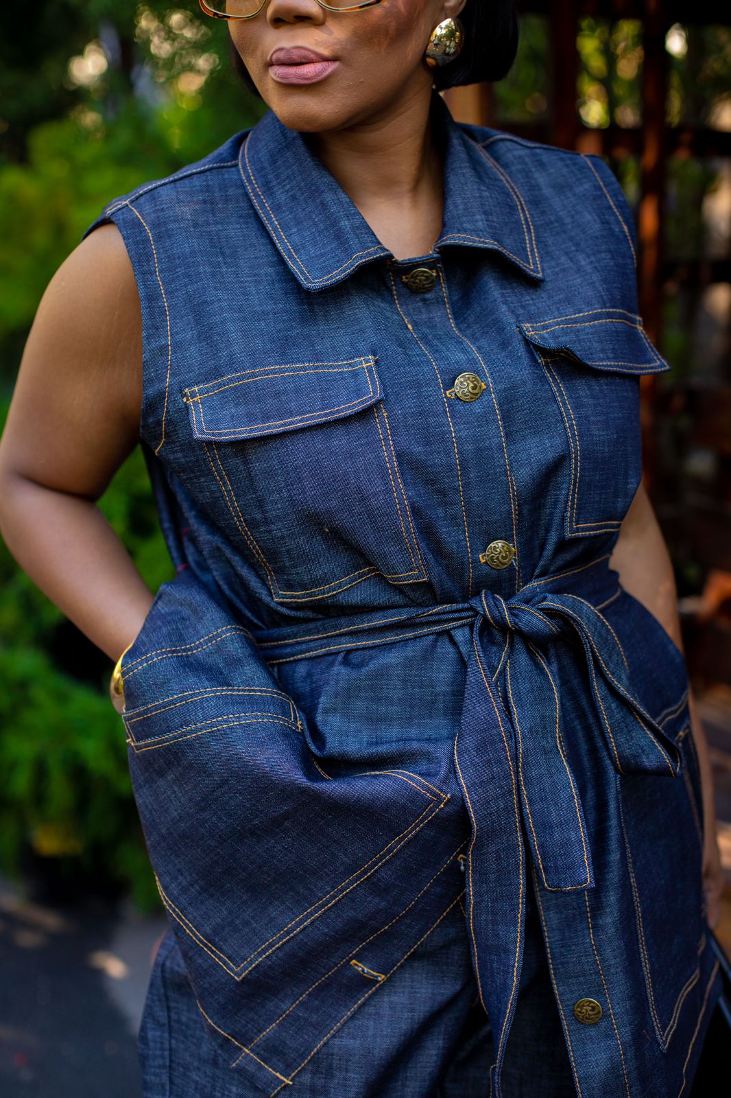 Denim Belted Vest ( Pre-Order )