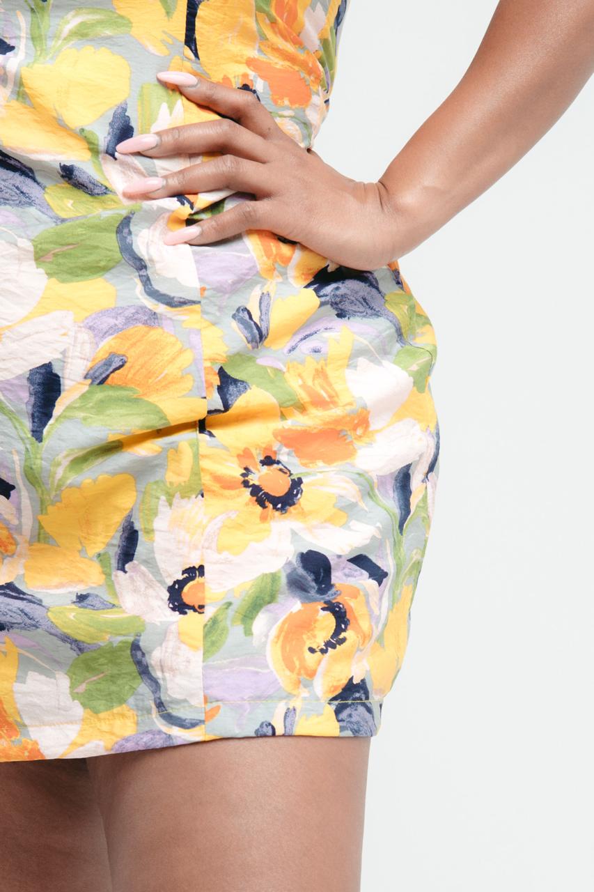 Mini Floral Yellow Dress