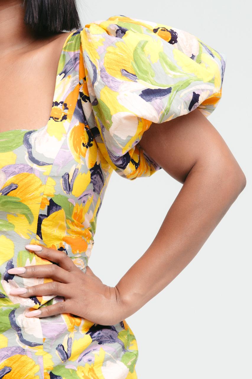 Mini Floral Yellow Dress